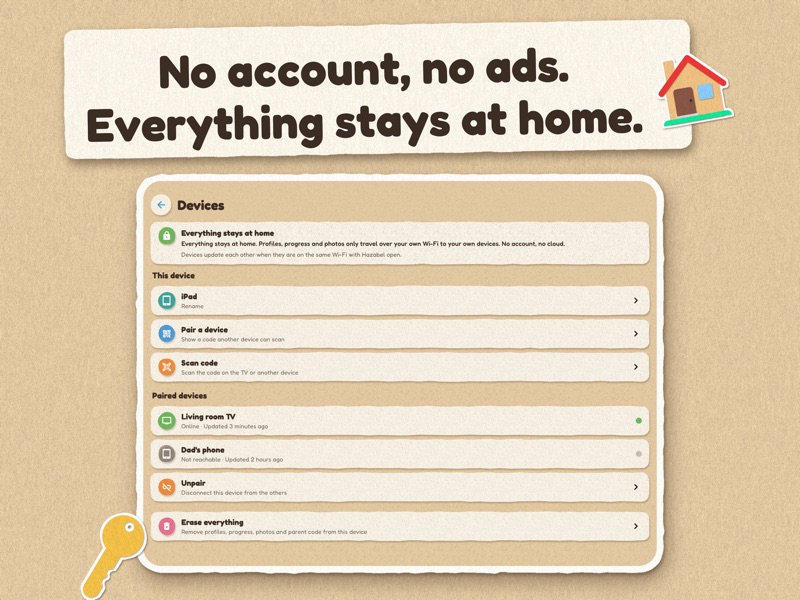 No account, no ads, everything stays at home: paired devices in the parent corner